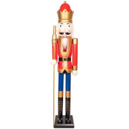 150cm Giant Life-Size Wooden Christmas Nutcracker Soldier Statue King Puppet Figurines Xmas Home Door Decoration Ornament