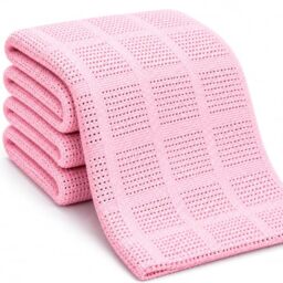 DUDU N GIRLIE Cellular Cot Blanket, 100% Cotton, Pink, 100x150cm