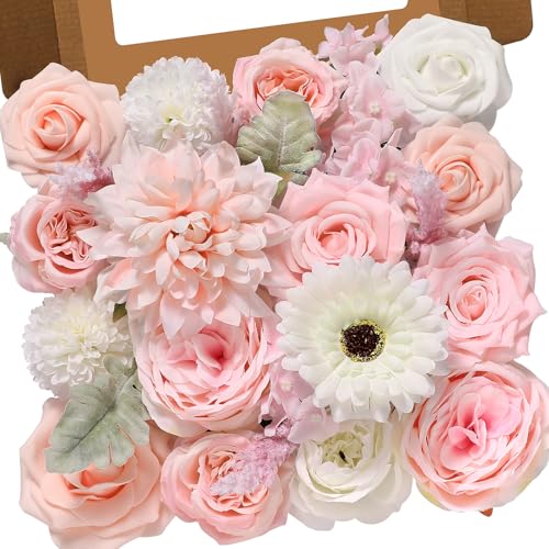Alecono Artificial Flowers Pink Flowers - for DIY Wedding Bridal Bouquets, Cake Decor, Table Centerpiece, Baby Shower & Home Party Decorations