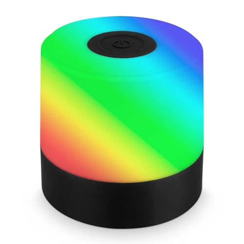 Briloner - Mini LED Table Lamp Wireless with Touch, Dimmable in Levels, Colourful RGB+W Light, Battery, Outdoor Lamp, 7 x 7 cm,