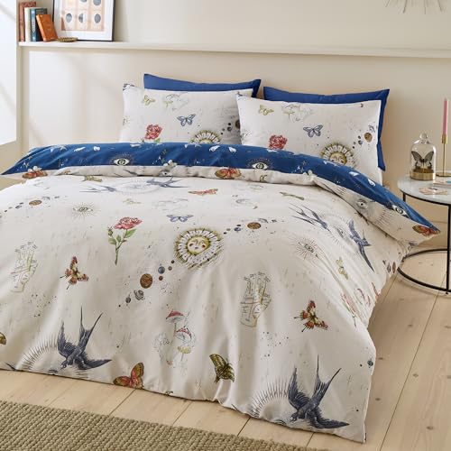 Sassy B Astrology Reversible Single Duvet Cover Set with Pillowcase Cream