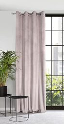 Eurofirany 384145 Velvet Curtain with Eyelets Balcony Door Patterned Velvet Look 1 Piece Wavy Pattern Plain Fluffy Living Room Bedroom Lounge 140 x 250 cm 3D Structure Powder Pink