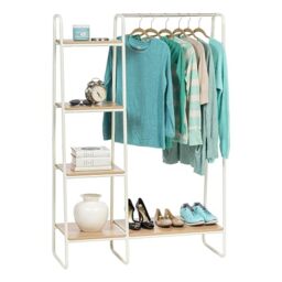 Iris Ohyama, Bedroom Storage, Metal Clothes Rack, Wardrobe with Shelf, Coat Rack, 1 Level, White, Dressing, Clothes & Shoes, Entrance, Easy Assembly, PI-B5M
