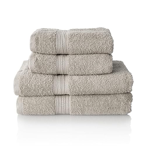 ALCLEAR set of terry hand & bath towels, range of soft and highly absorbent towels, 5 colours & 5 sizes, colour: PLATINUM GREY, 2 x bath towels 70 x 140 cm and 2 x hand towels 50 x 100