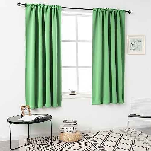 DUALIFE Light Green Curtains 54x45 Inch Length for Small Windows Blackout Short Window Drapes for Bedroom 2 Panels Thermal Insulated Room Darkening Rod Pocket Curtains 45 Inches Long,Mint Green