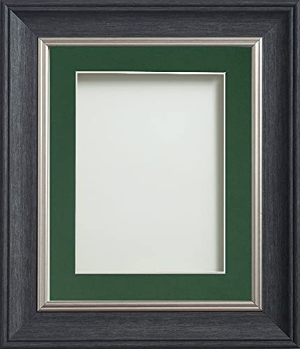 Frame Company Drummond Range Charcoal 20x16 inch Picture Photo Frame with Bottle Green Mount for Image A3 * Choice of Sizes* Fitted with Real Glass