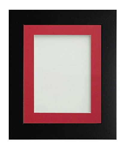 Frame Company Watson Matte Black Picture Photo Frame fitted with Perspex, 14x11 inch with Red Mount for image size A4