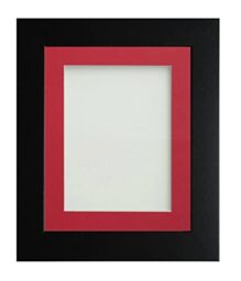 Frame Company Watson Matte Black Picture Photo Frame fitted with Perspex, 14x11 inch with Red Mount for image size A4