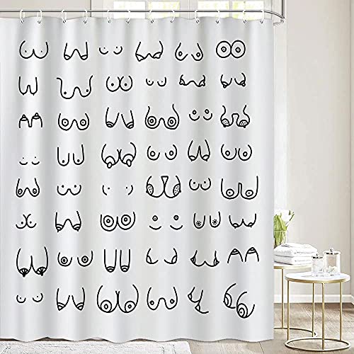 iTapnoom Funny Shower Curtain for Bathroom, Funny Nude Female Body, Funny Fabric Shower Curtain Set, Unique Accessories, White Bathroom Decor with Hooks, 72 x 72 Inch