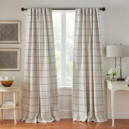 "Elrene Home Fashions Brighton Windowpane Plaid Blackout Window Curtain, Living Room and Bedroom Drape with Rod Pocket Tabs, 52"" x 84"", Black, 1 Panel"