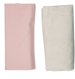 Ti Tin Pack of 2 Fitted Sheets for Cot, 100% Cotton in White, Adjustable with Elastic Band, 60 x 120 cm