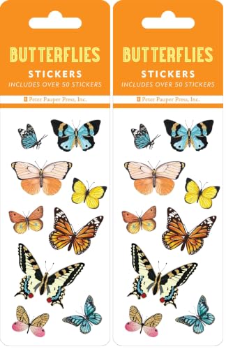 Butterflies Sticker Set (6 Different Sheets of Stickers!), 2 1/2 x 7 1/8 (Pack of 2)