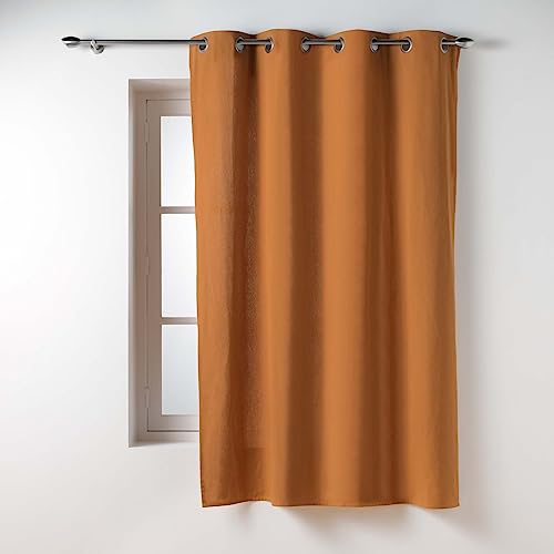 Douceur d'Intérieur, Curtain with eyelets (135 x 180 cm) Twily Camel, Cotton/Recycled Polyester