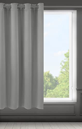 Eurofirany LOGAN Blackout Curtain - 1 Unit Eyelets, Light blocking Room Darkening Bedroom Living Room, W55 x L69, Silver