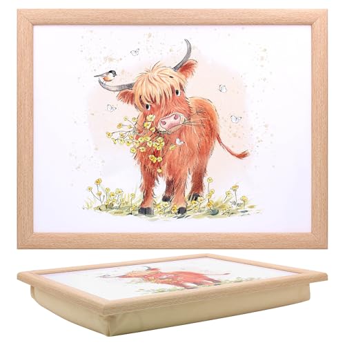 Paper Shed Laptray Highland Cow, 40 x 30 x 5 cm - Bean Bag Cushion, Comfortable Meal Support, Portable Serving Surface, Smooth Finish, Everyday Use, Home Comfort