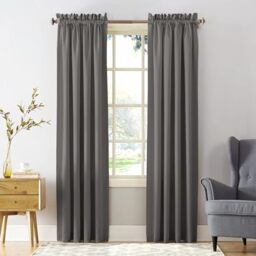 "Sun Zero Barrow 2-Pack Solid Total Blackout Rod Pocket Curtain Panel Pair, 54"" x 84"", Steel"