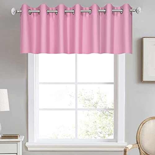 DECOVSUN Brush Pink Valance for Girls Bedroom Blackout Grommet Top Valance Window Treatment for Living Room Short Straight Drape Valance for Nursery Baby Girls Room 100X18 1 Panel