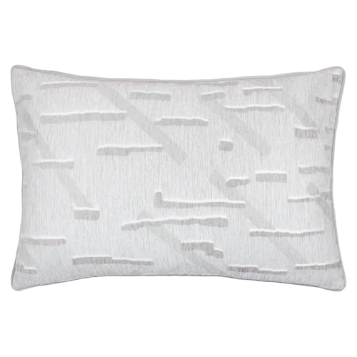 furn. Hoem Tresse Polyester Filled Cushion (Grey - 40x60cm) - Abstract Textured Jacquard Piped Edge Luxe Decorative Pillow