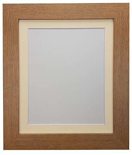 "FRAMES BY POST ""London Oak Picture Photo Poster Frame with 20 x 16-Inch Ivory Mount for Plastic Glass Picture Size 40 x 30 cm, Oak with Ivory Mount, 39 x 15 mm"