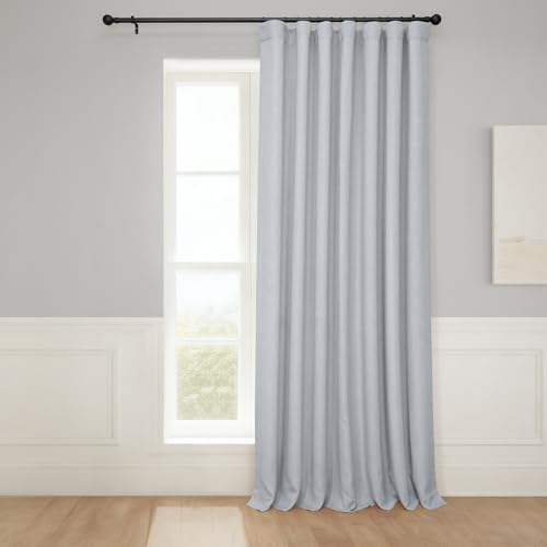 HPD Half Price Drapes Faux Linen Textured Room Darkening Curtains for Bedroom 96 Inches Long (1 Panel), 100W X 96L Extra Wide Curtains for Living Room Home Decor, Heather Grey