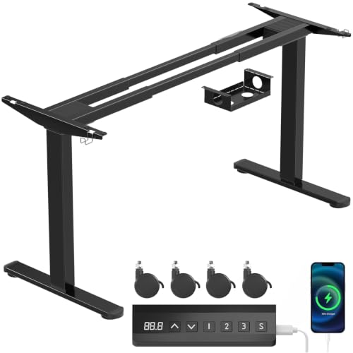 JUMMICO Height Adjustable Electric Standing Desk Frame Dual Motor Black