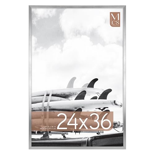 MCS Gallery Foundation 24x36 Poster Frame Silver, Vertical & Horizontal Wall Hanging Large Picture Frame for Photos, Posters & Art Prints (1-Pack)