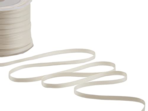 Bomboniere Furlanis - Double Satin Ribbon, Decoration, Gift, Christmas Packing, Wedding, Party, Made in Italy - Milk, 6 mm x 100 m