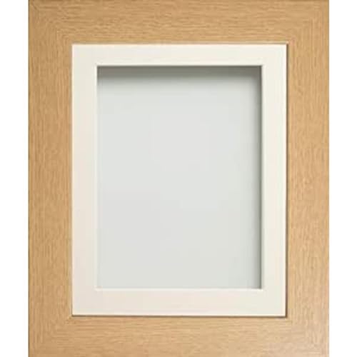 Frame Company Watson Beech Picture Photo Frame fitted with Perspex, 10x8 inch with Off-White Mount for image size 8x6 inch