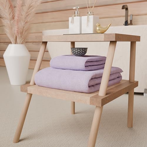 PETTI Artigiani Italiani - 100% Cotton Terry Bath Towels, 1+1 Towel Set, 2 Pieces 1 Face Towel and 1 Hand Towel, Lilac Towels