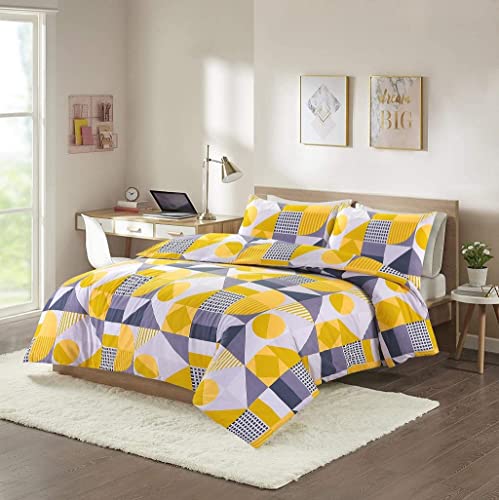 Homespace Direct Modern Geometric King Bedding Duvet Cover Set Modern Style Mustard Polycotton