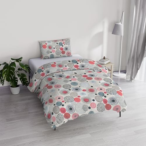 Italian Bed Linen River Cotton Single Duvet Cover Set, Made in Italy – Duvet Cover Set – Duvet Cover 150 x 200 cm with Double Flap and Pillow Cases (Single, Elba)