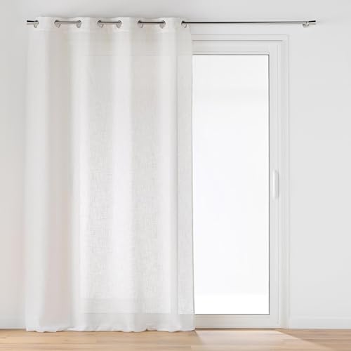 Douceur d'Intérieur, Eyelet Curtain 140 x 240 cm Cloris Natural Linen Look