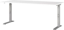 Germania Desk 7912-639, in white/silver, me. height-adjustable, 180 x 91 x 80 cm (WxHxD)