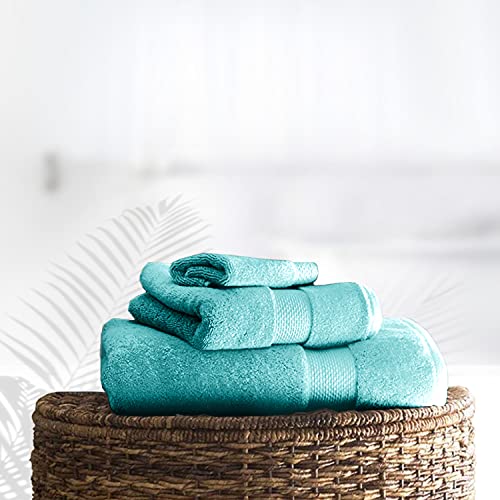 GC GAVENO CAVAILIA 100% Egyptian Cotton Thick Absorbent Miami 700 GSM, Soft Feel Luxury Towel, Turquoise, 2 Pack Jumbo Bath Sheet