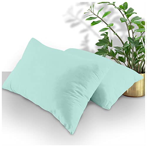GC GAVENO CAVAILIA Ulta Soft Pillow Case 2 Pack, Breathable Washable Bedding Pillow Set, Plain Dyed Housewife Pillowcases, Aqua, 74X48 Cm