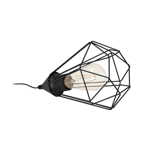 EGLO Tarbes Table Lamp, 1 Bulb Vintage Table Lamp in Retro Look, Bedside Lamp made of Steel, Colour: Black, Socket: E27, incl. Switch