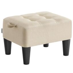 SONGMICS Foot Stool, Linen-Look Fabric Ottoman with Thick Cushion - Footstool, 150 kg Weight Capacity, for Living Room, Bedroom, Entryway, Cappuccino, LOM502LF02