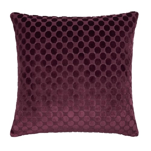 Soiree Velvet Cushion Cover, Jacquard Spots Pattern, Decorative Throw Pillow Cover, 1 Piece, 43 x 43 cm, Burgundy, 100% Polyester