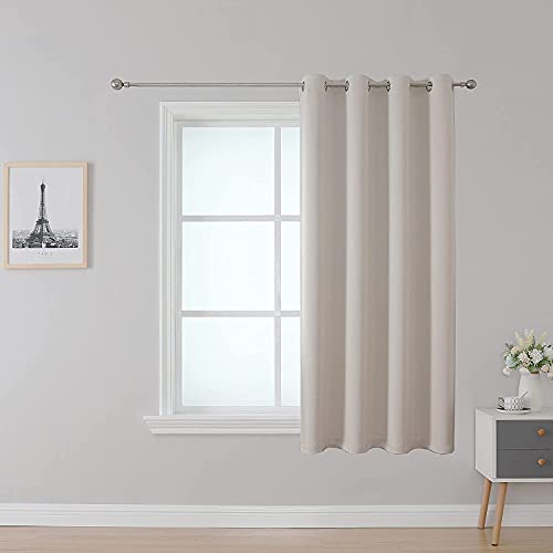 Upcortinassi Fire Retardant Curtain Flame Resistant Blackout Curtains Room Darkening for School Classroom Dorm Nursing Home Light Beige 52 x 63 1 Panel