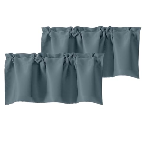 Chyhomenyc Room Darkening Valances Stone Blue 2x40Wx18L