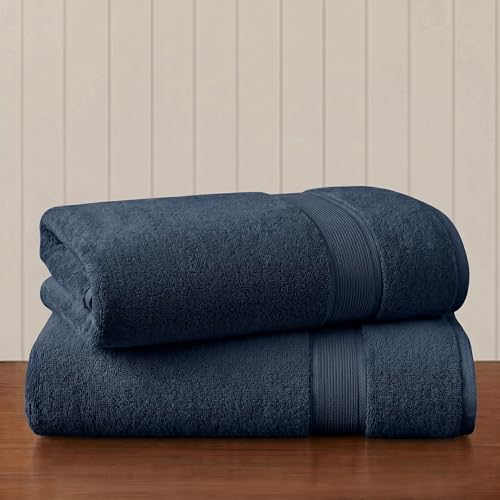 "Madison Park SIGNATURE 800GSM 100% Cotton Luxurious Bath Towel Set Highly Absorbent, Quick Dry, Hotel & Spa Quality for Bathroom, Bath Sheet 34"" x 68"", Slate Blue 2 Piece"