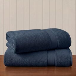 "Madison Park SIGNATURE 800GSM 100% Cotton Luxurious Bath Towel Set Highly Absorbent, Quick Dry, Hotel & Spa Quality for Bathroom, Bath Sheet 34"" x 68"", Slate Blue 2 Piece"