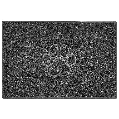 Nicoman Paw Embossed Shape Door Mat Dirt-Trapper Washable Barrier Doormat-Dark Grey (Watertight Rubber-Back)-X Large (120x80cm)