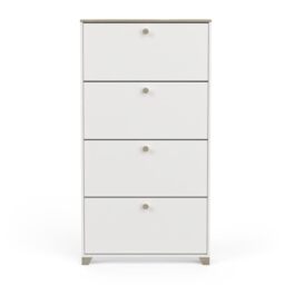Demeyere Scarpiera a 4 abbattimenti, Decorazione in Rovere Kronberg e Bianco, Stile Contemporaneo, per Ingresso, 80,8 x 17,8, Marrone, L 80,8 x P 17,8 x H 154,2 cm