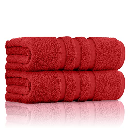GC GAVENO CAVAILIA 100% Ringspun Cotton Bath Towels, Luxury 550 GSM Zero Twist Towel Sheets, Red, 70x120 Bath Towel