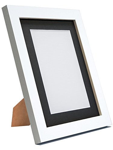 Q7 Picture Photo Frame, White with Black Mount, 20 x 16 Image Size 15 x 10 Inch, Plastic Glass