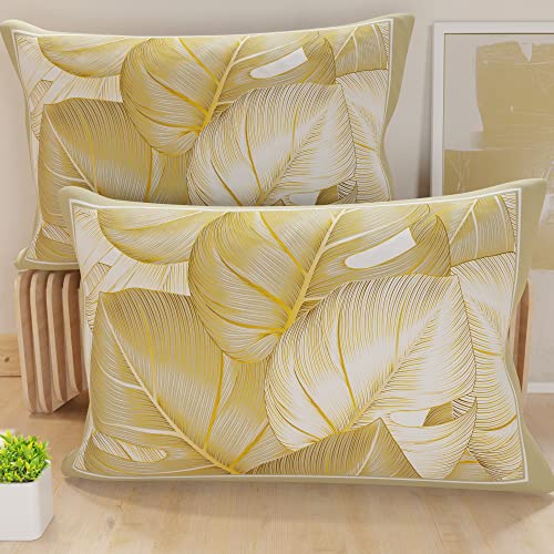 PETTI Artigiani Italiani - Pair of Pillow Cases 40 x 70 cm in Microfibre, Pillows for Bedroom Furniture, Sofa, Living Room, Set of 2 Cushion Covers, Tropical Cushion Cover, Taupe O, 100% Made in Italy
