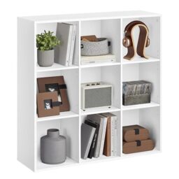 VASAGLE Bookcase, Bookshelf, Storage Shelf with 9 Compartments, Standing Shelf, Cube Shelf, for Living Room, Home Office, Dinning Room, Cloud White LBC177W01