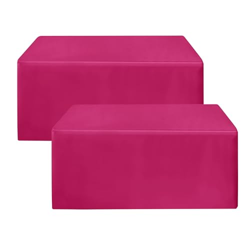 HolidayIdeas Fitted Table Covers for 6 Foot Tables - 72 x 30 Inch - 2 Pack Rectangle Fuchsia Table Clothes Polyester Fabric Table Cover for Folding Table, Parties, Birthday, Vendor Stand, Trade Show