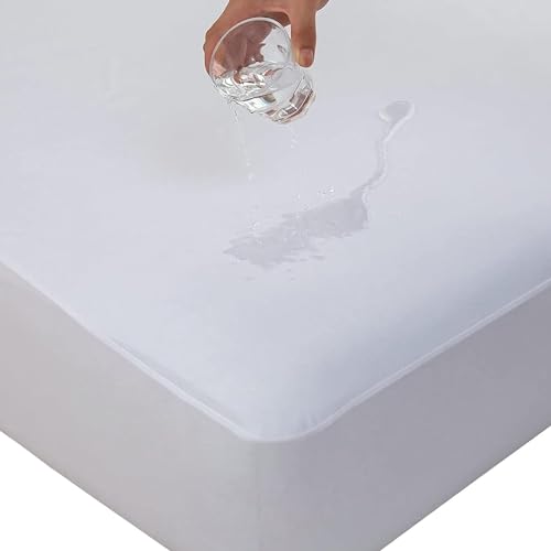 Kingnex Waterproof Twin Size Mattress Protector 39x75 - Fitted Cover with Stretchy Skirt, Noiseless, Ultra Soft Bamboo Viscose Smooth Surface